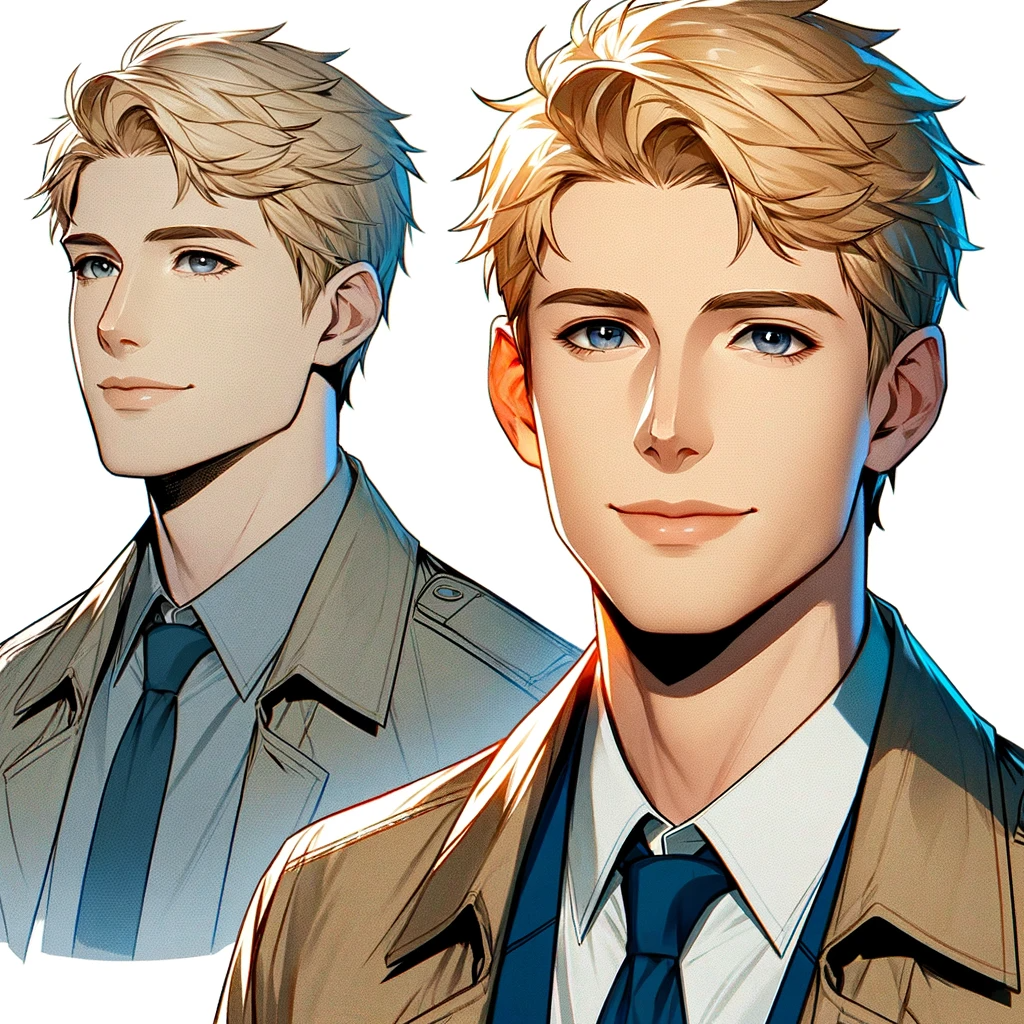 A friendly figure with sandy blond hair and an approachable smile, his appearance belying the depth of his fears and insecurities.